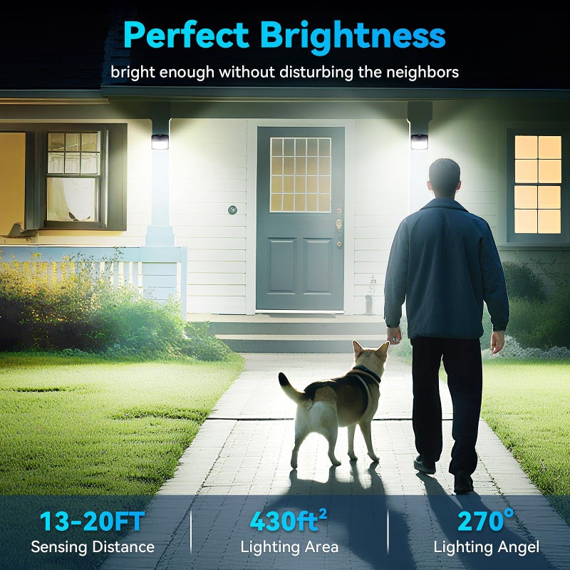 CLAONER Solar Lights Outdoor, [128 LED/4 Packs] Solar Motion Sensor Lights 3 Working Modes Outdoor Lights with 270Â° Wide Angle Wireless IP65 Waterproof Security Light for Fence Patio, Cold White - Image 5